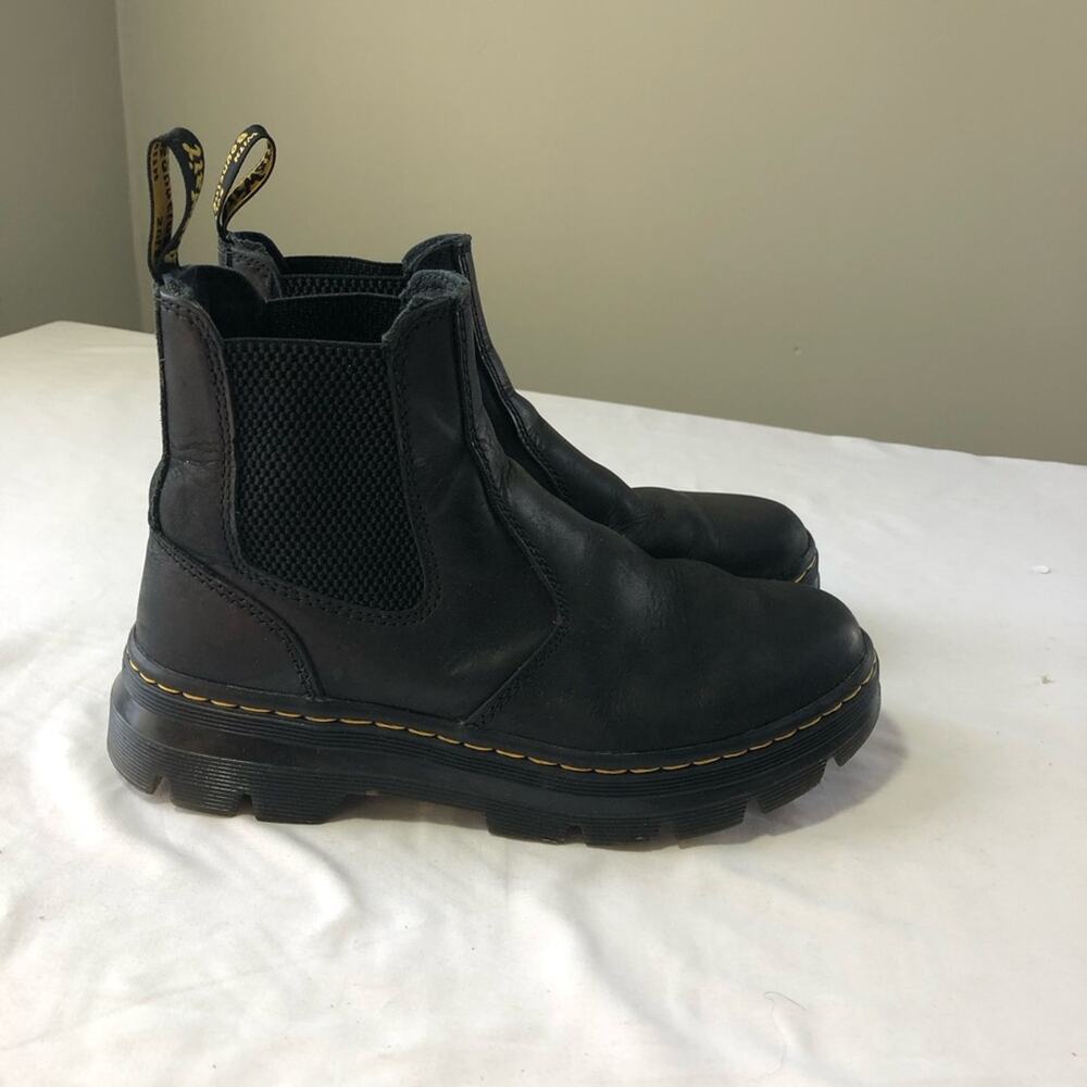 Dr martens embury black leather lug sole 38 combat boots chunky grunge goth EUC